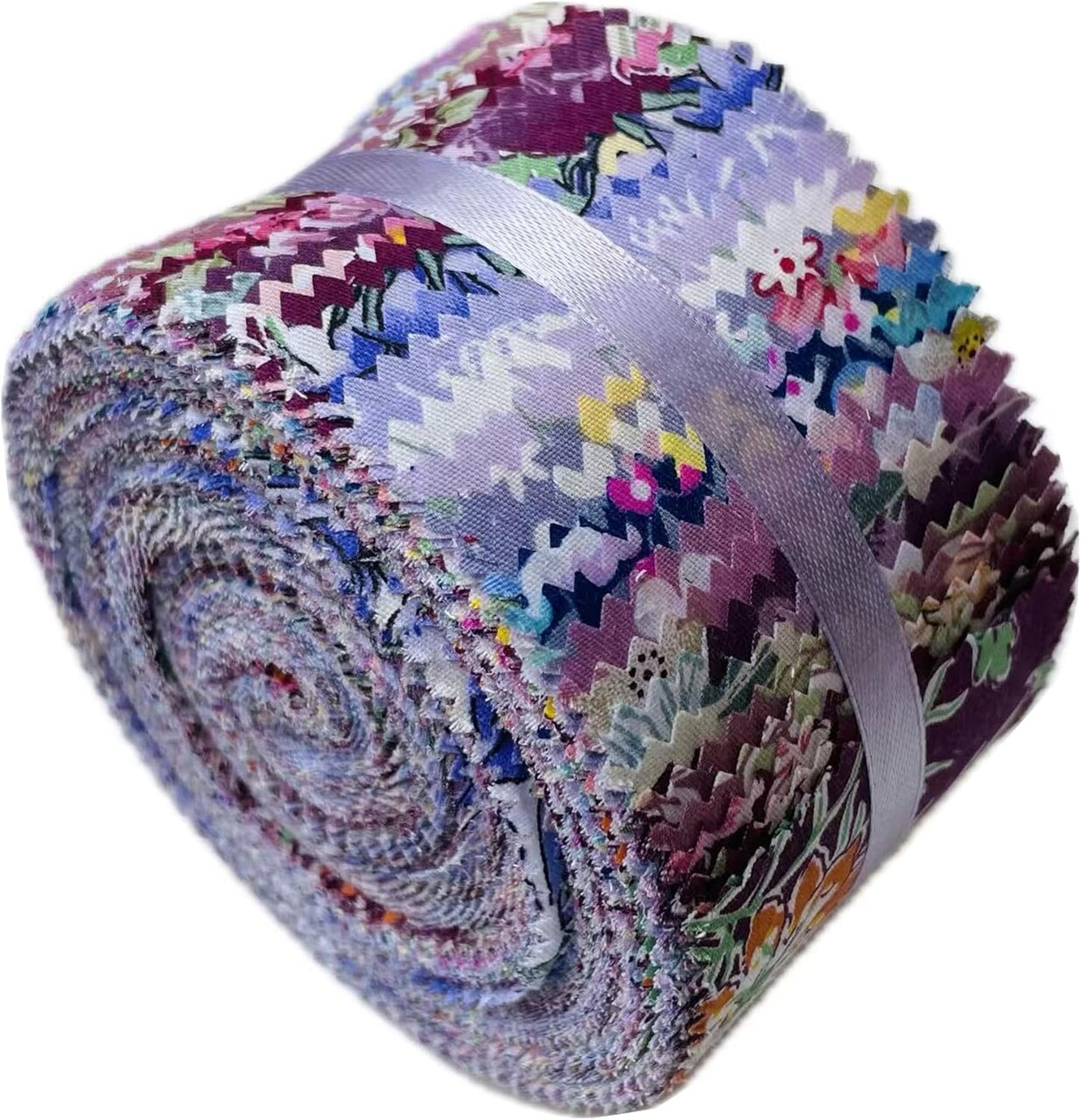 40 Pre-Cut Jelly Roll Cotton Fabric Strips - 10 Assorted Floral Prints (2.5 x 44 Inch)